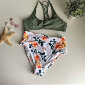 Green/ Floral Cupshe Bikini (Medium)